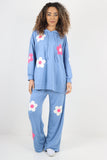 Black italian ditsy floral print hooded co ord set For Women ONE SIZE TO FIT UK 8-18 - Dropwear