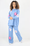 Dusky Pink italian ditsy floral print hooded co ord set For Women ONE SIZE TO FIT UK 8-18 - Dropwear
