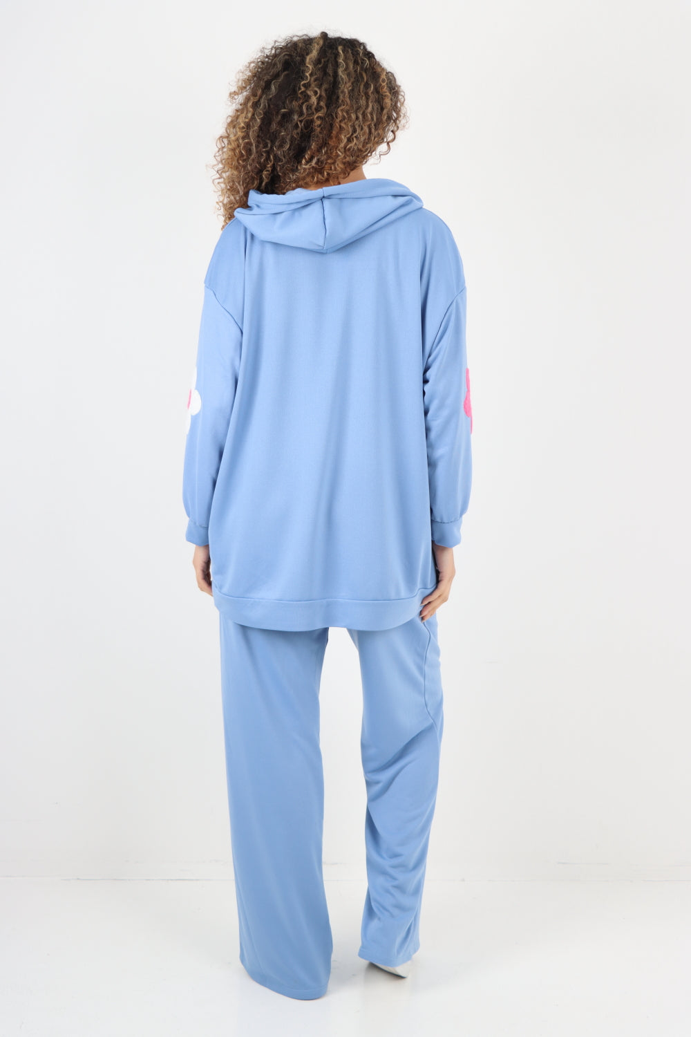 Grey italian ditsy floral print hooded co ord set For Women ONE SIZE TO FIT UK 8-18 - Dropwear