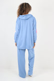 Grey italian ditsy floral print hooded co ord set For Women ONE SIZE TO FIT UK 8-18 - Dropwear