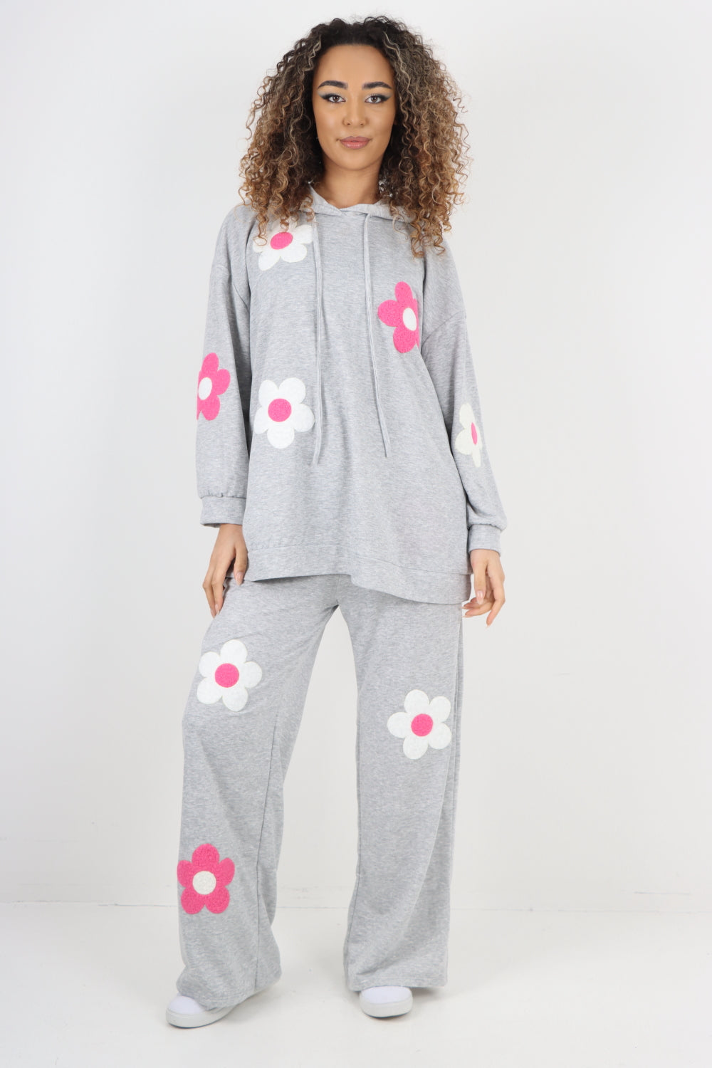 italian ditsy floral print hooded co ord set For Women  - Dropwear