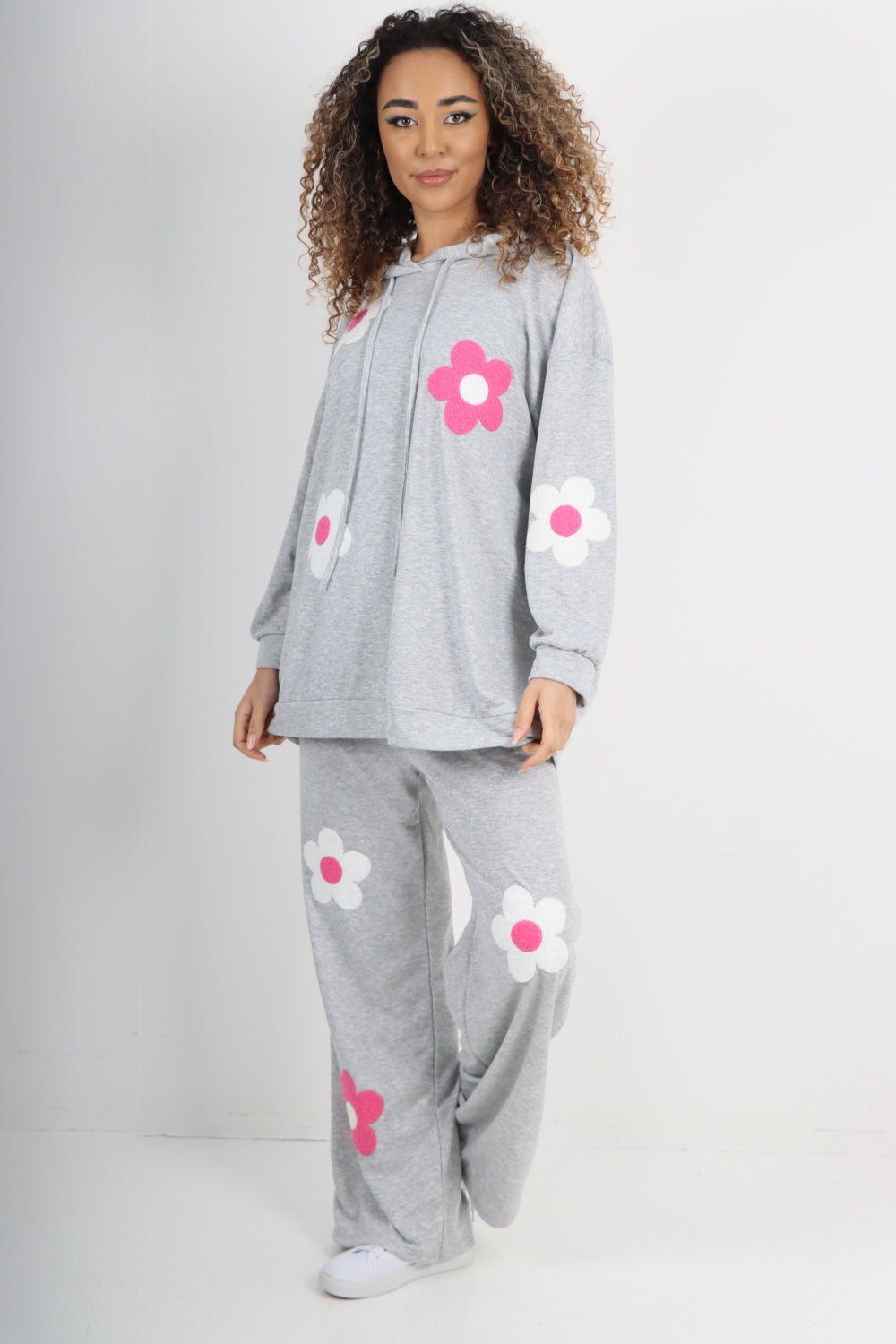 italian ditsy floral print hooded co ord set For Women  - Dropwear
