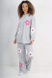italian ditsy floral print hooded co ord set For Women  - Dropwear