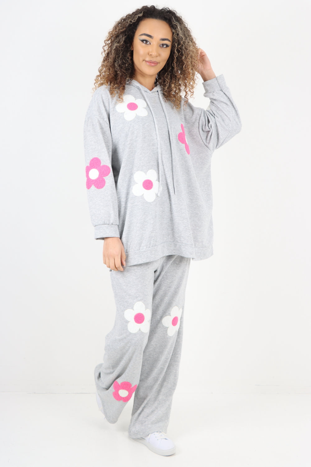 italian ditsy floral print hooded co ord set For Women  - Dropwear