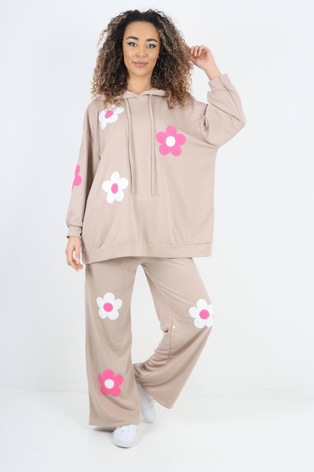 italian ditsy floral print hooded co ord set For Women  - Dropwear