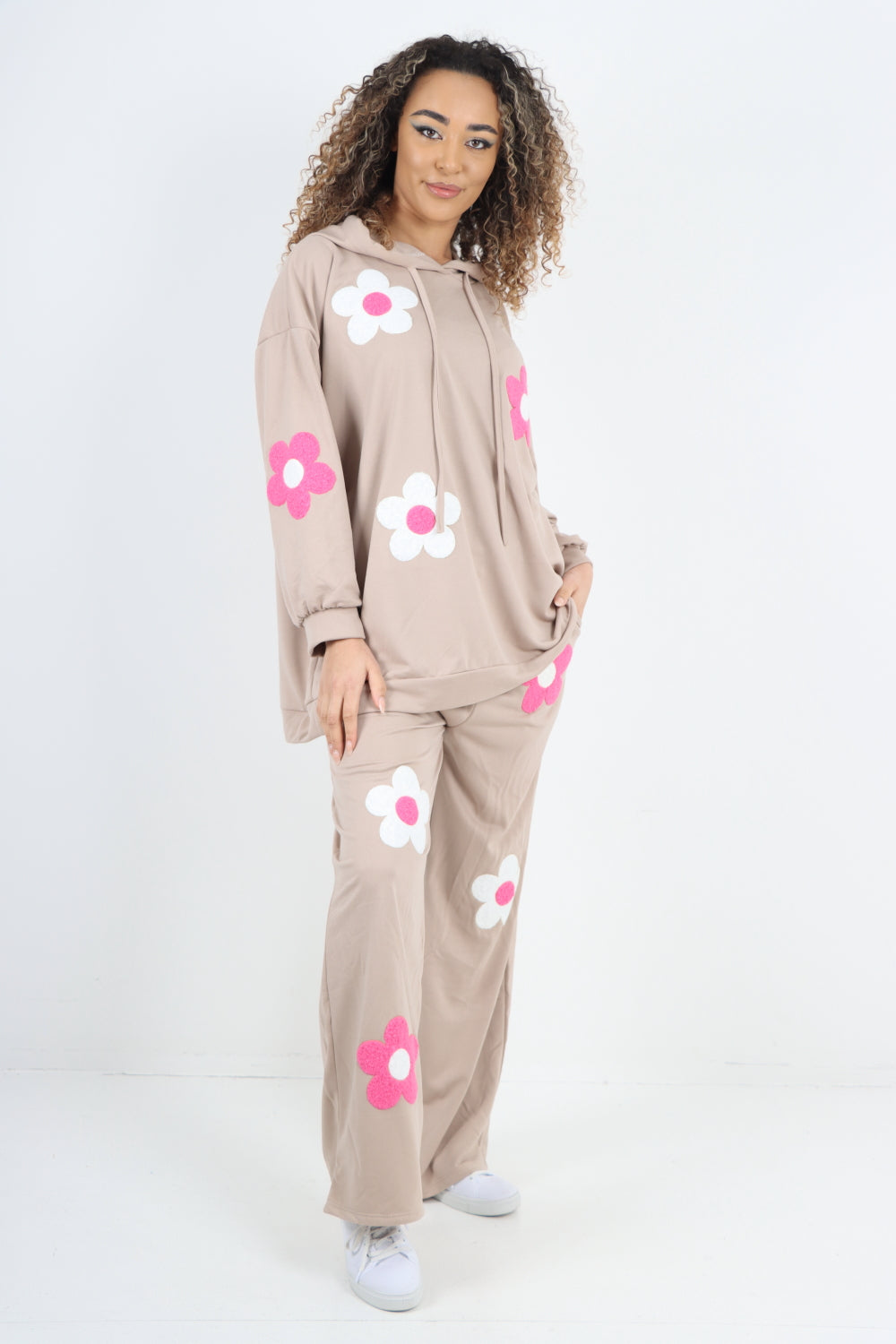 italian ditsy floral print hooded co ord set For Women  - Dropwear