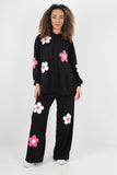Mocha italian ditsy floral print hooded co ord set For Women ONE SIZE TO FIT UK 8-18 - Dropwear