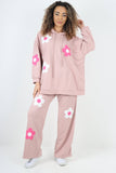 italian ditsy floral print hooded co ord set For Women  - Dropwear