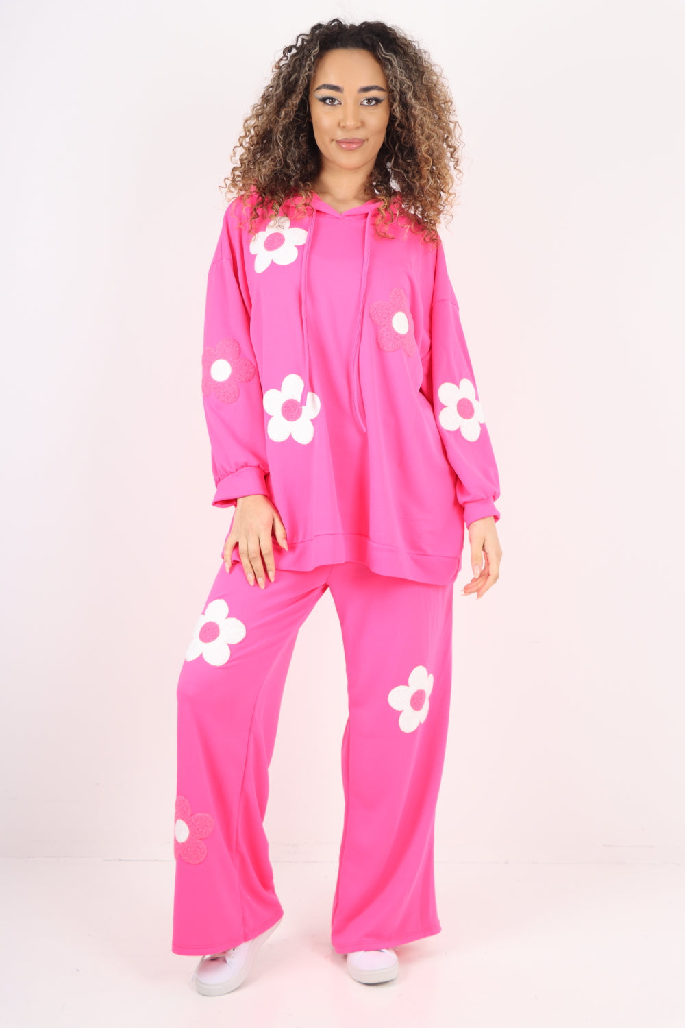 italian ditsy floral print hooded co ord set For Women  - Dropwear