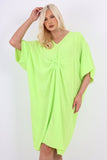 Italian Oversized V Neck Ring Detail Kaftan Dress For Women  - Dropwear