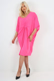 Stone Italian Oversized V Neck Ring Detail Kaftan Dress For Women ONE SIZE FITS UK (10-22) - Dropwear