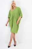 Italian Oversized V Neck Ring Detail Kaftan Dress For Women  - Dropwear