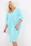 Italian Oversized V Neck Ring Detail Kaftan Dress For Women  - Dropwear