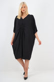 Navy Italian Oversized V Neck Ring Detail Kaftan Dress For Women ONE SIZE FITS UK (10-22) - Dropwear