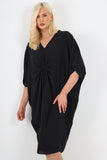Royal Blue Italian Oversized V Neck Ring Detail Kaftan Dress For Women ONE SIZE FITS UK (10-22) - Dropwear