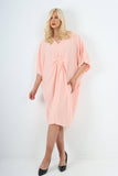 Black Italian Oversized V Neck Ring Detail Kaftan Dress For Women ONE SIZE FITS UK (10-22) - Dropwear