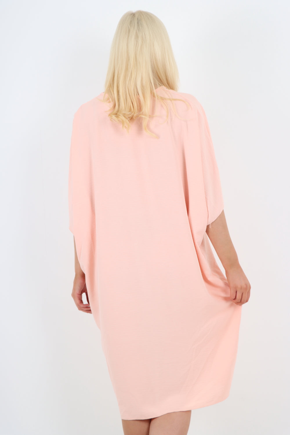 Fuchsia Italian Oversized V Neck Ring Detail Kaftan Dress For Women ONE SIZE FITS UK (10-22) - Dropwear