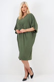 Italian Oversized V Neck Ring Detail Kaftan Dress For Women  - Dropwear