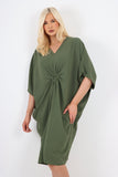 Italian Oversized V Neck Ring Detail Kaftan Dress For Women  - Dropwear