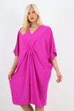 Italian Oversized V Neck Ring Detail Kaftan Dress For Women  - Dropwear