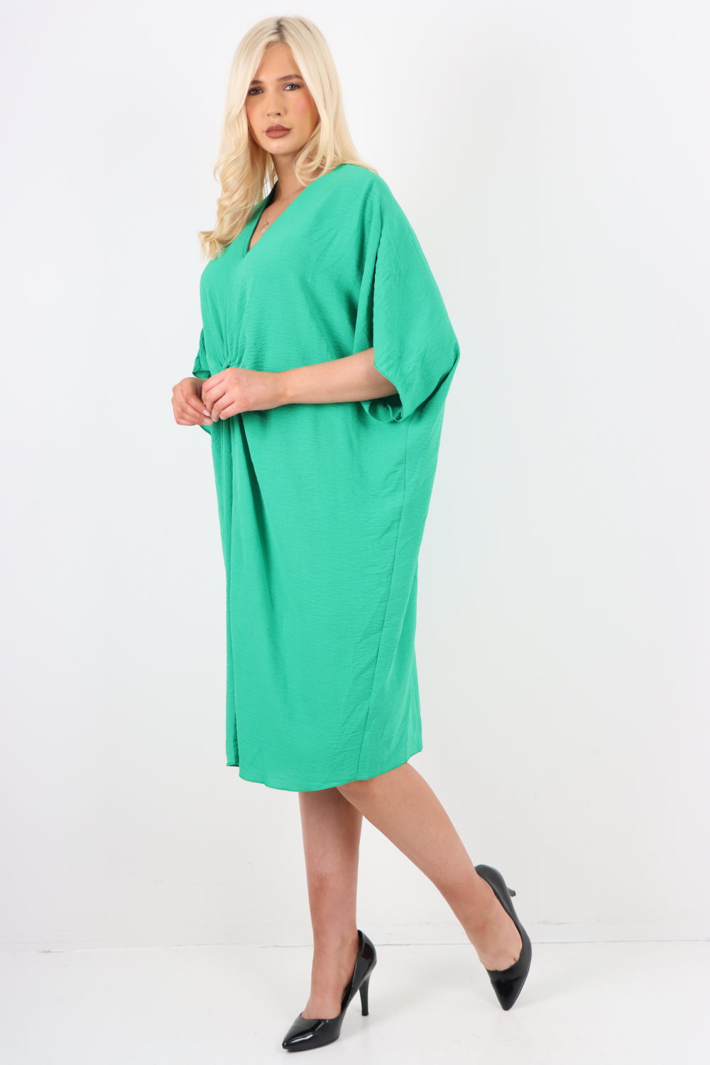 Italian Oversized V Neck Ring Detail Kaftan Dress For Women  - Dropwear