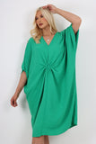 Italian Oversized V Neck Ring Detail Kaftan Dress For Women  - Dropwear