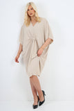 Jade Green Italian Oversized V Neck Ring Detail Kaftan Dress For Women ONE SIZE FITS UK (10-22) - Dropwear