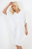 Italian Oversized V Neck Ring Detail Kaftan Dress For Women  - Dropwear