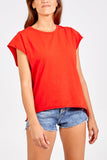 Cap Sleeve High Low Rolled Edge Top For Women  - Dropwear