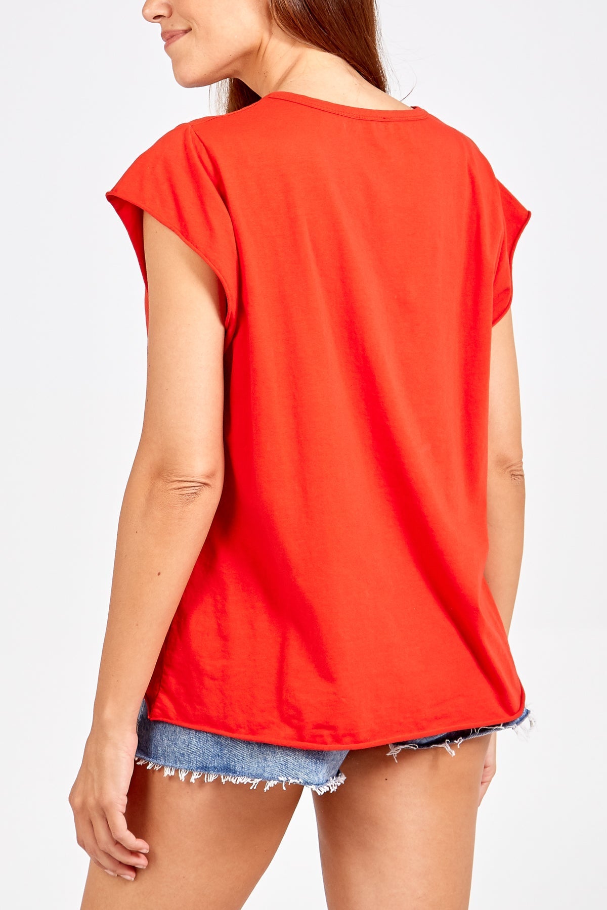 Cap Sleeve High Low Rolled Edge Top For Women  - Dropwear
