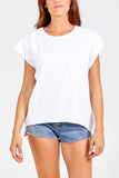 Dark Grey Cap Sleeve High Low Rolled Edge Top For Women ONE SIZE - Dropwear