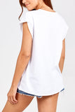 Light Blue Cap Sleeve High Low Rolled Edge Top For Women ONE SIZE - Dropwear