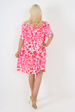 italian off the shoulder animal print short sleeve mini dress For Women  - Dropwear