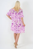 italian off the shoulder animal print short sleeve mini dress For Women  - Dropwear