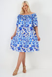 italian off the shoulder animal print short sleeve mini dress For Women  - Dropwear