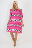 italian off the shoulder leopard printed short sleeve mini dress For Women  - Dropwear