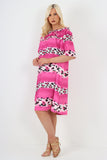 italian off the shoulder leopard printed short sleeve mini dress For Women  - Dropwear