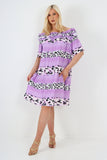 italian off the shoulder leopard printed short sleeve mini dress For Women  - Dropwear