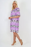italian off the shoulder leopard printed short sleeve mini dress For Women  - Dropwear