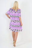 italian off the shoulder leopard printed short sleeve mini dress For Women  - Dropwear