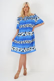 italian off the shoulder leopard printed short sleeve mini dress For Women  - Dropwear