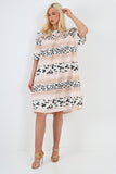 Navy italian off the shoulder leopard printed short sleeve mini dress For Women ONE SIZE TO FIT UK 8-20 - Dropwear