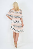 italian off the shoulder leopard printed short sleeve mini dress For Women  - Dropwear