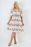 italian off the shoulder leopard printed short sleeve mini dress For Women  - Dropwear