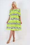 Beige italian off the shoulder leopard printed short sleeve mini dress For Women ONE SIZE TO FIT UK 8-20 - Dropwear