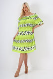 Lilac italian off the shoulder leopard printed short sleeve mini dress For Women ONE SIZE TO FIT UK 8-20 - Dropwear