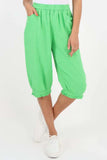 Light Denim Italian Frill Hem 3/4 Linen Jogger For Women 10 - Dropwear