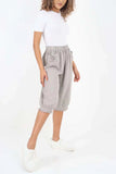 Sky Blue Italian Frill Hem 3/4 Linen Jogger For Women 12 - Dropwear