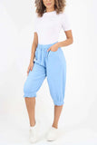 Orange Italian Frill Hem 3/4 Linen Jogger For Women 10 - Dropwear