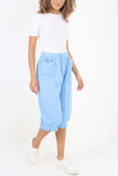 Orange Italian Frill Hem 3/4 Linen Jogger For Women 12 - Dropwear